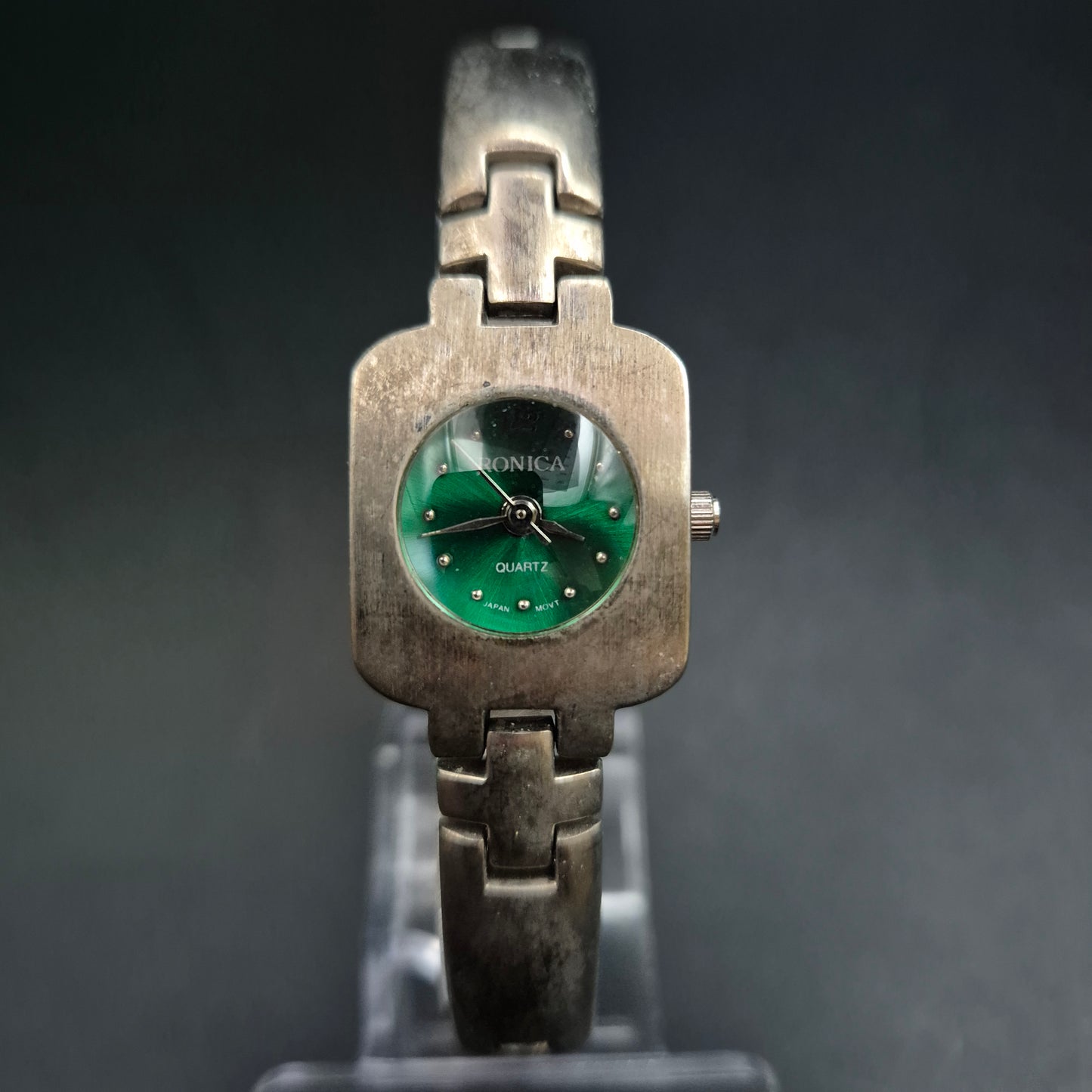 RONICA Damen Uhr – Vintage Edelstahl Design mit grünem Zifferblatt