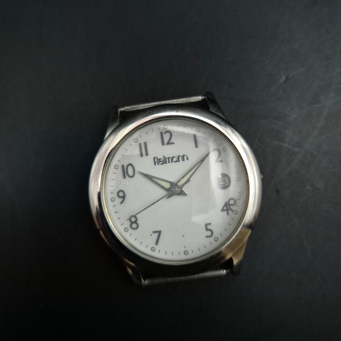 Fielmann Uhr – Edelstahl mit Klappglas & Datumsanzeige