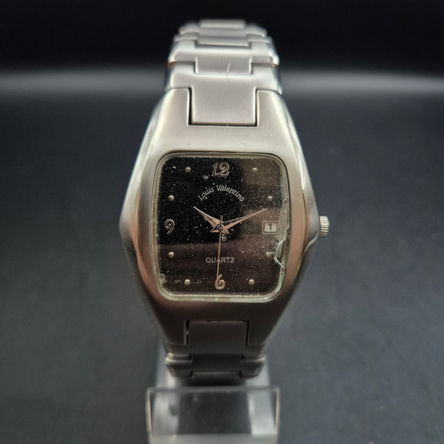 Louis Valentino Herren Uhr – Schwarzes Zifferblatt & Edelstahlarmband