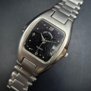 Louis Valentino Herren Uhr – Schwarzes Zifferblatt & Edelstahlarmband