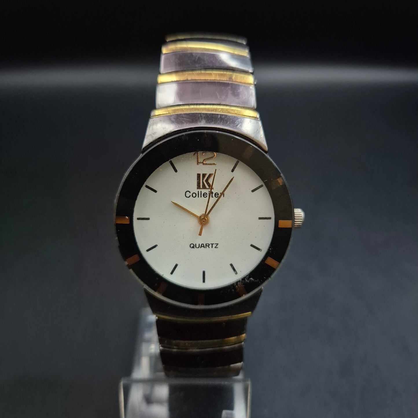 Colleften Damen Uhr – Schwarz-Weiß mit Bicolor Zugarmband