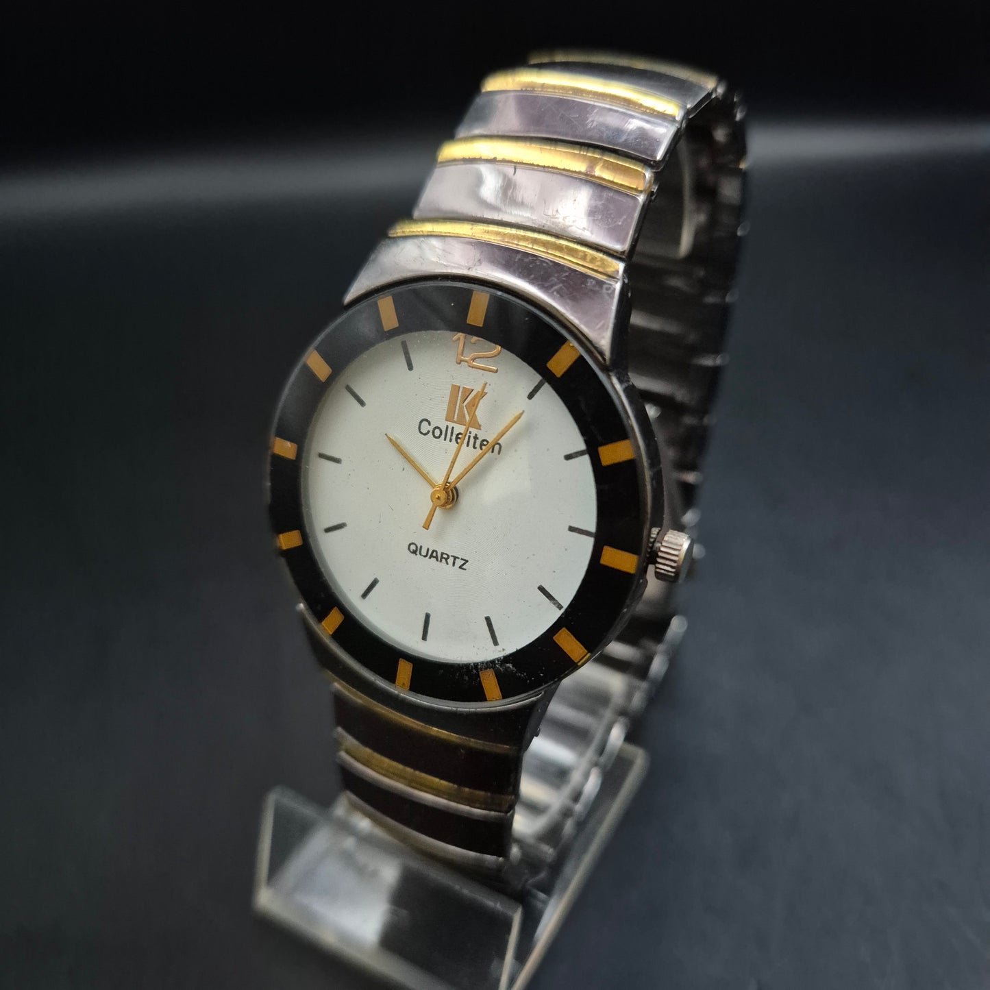 Colleften Damen Uhr – Schwarz-Weiß mit Bicolor Zugarmband