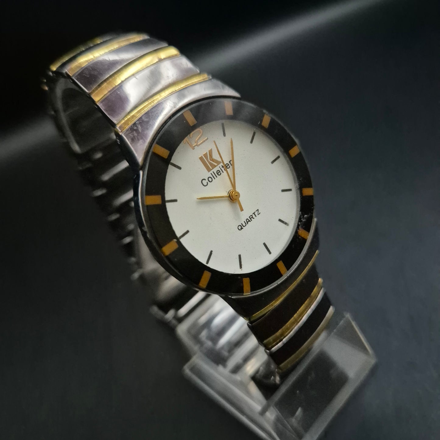 Colleften Damen Uhr – Schwarz-Weiß mit Bicolor Zugarmband