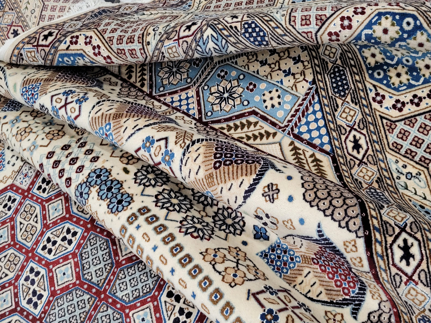 Nain Teppich – Korkwolle mit Seide – 310 × 200 cm – handgeknüpft