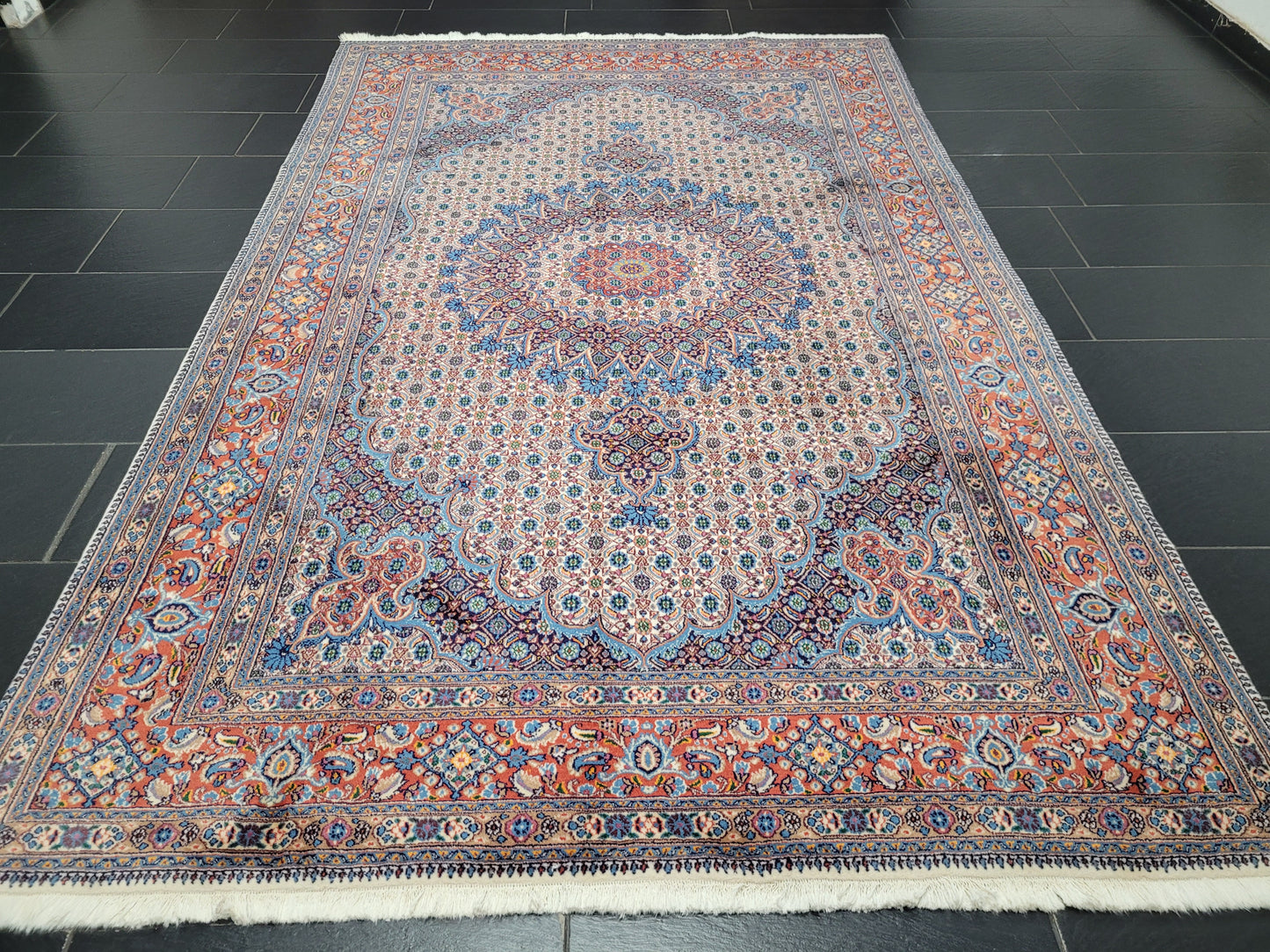 Moud Teppich Korkwolle mit Seide Medaillon Design 300 × 190 cm