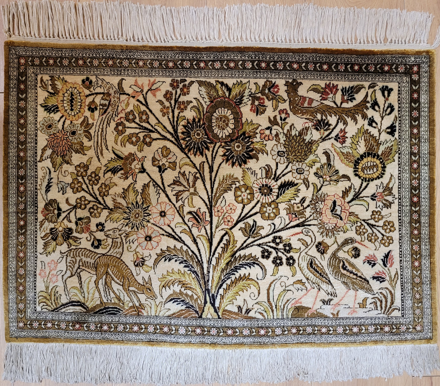 Ghom Teppich reine Seide feine Knüpfung 85 × 60 cm