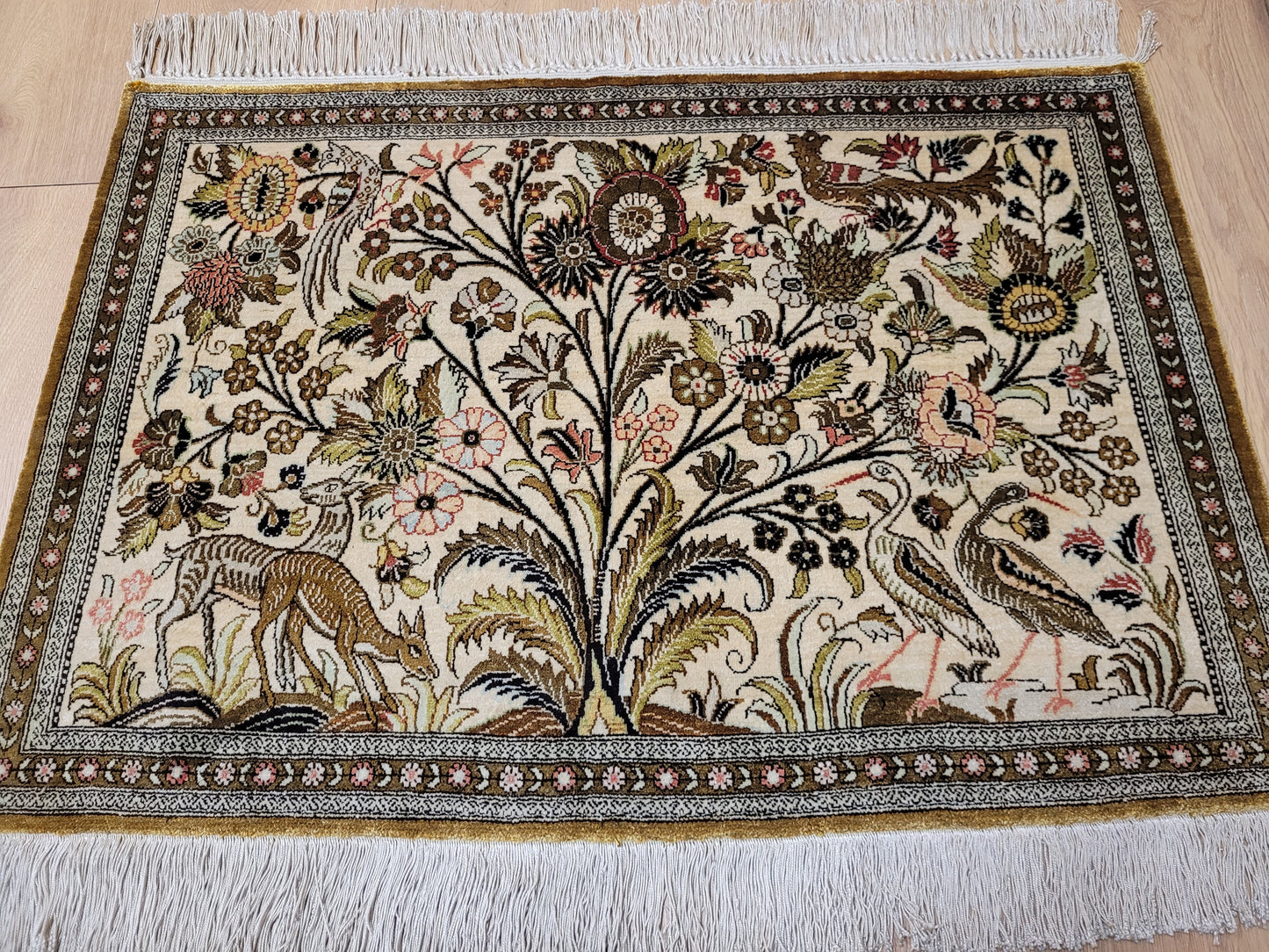 Ghom Teppich reine Seide feine Knüpfung 85 × 60 cm