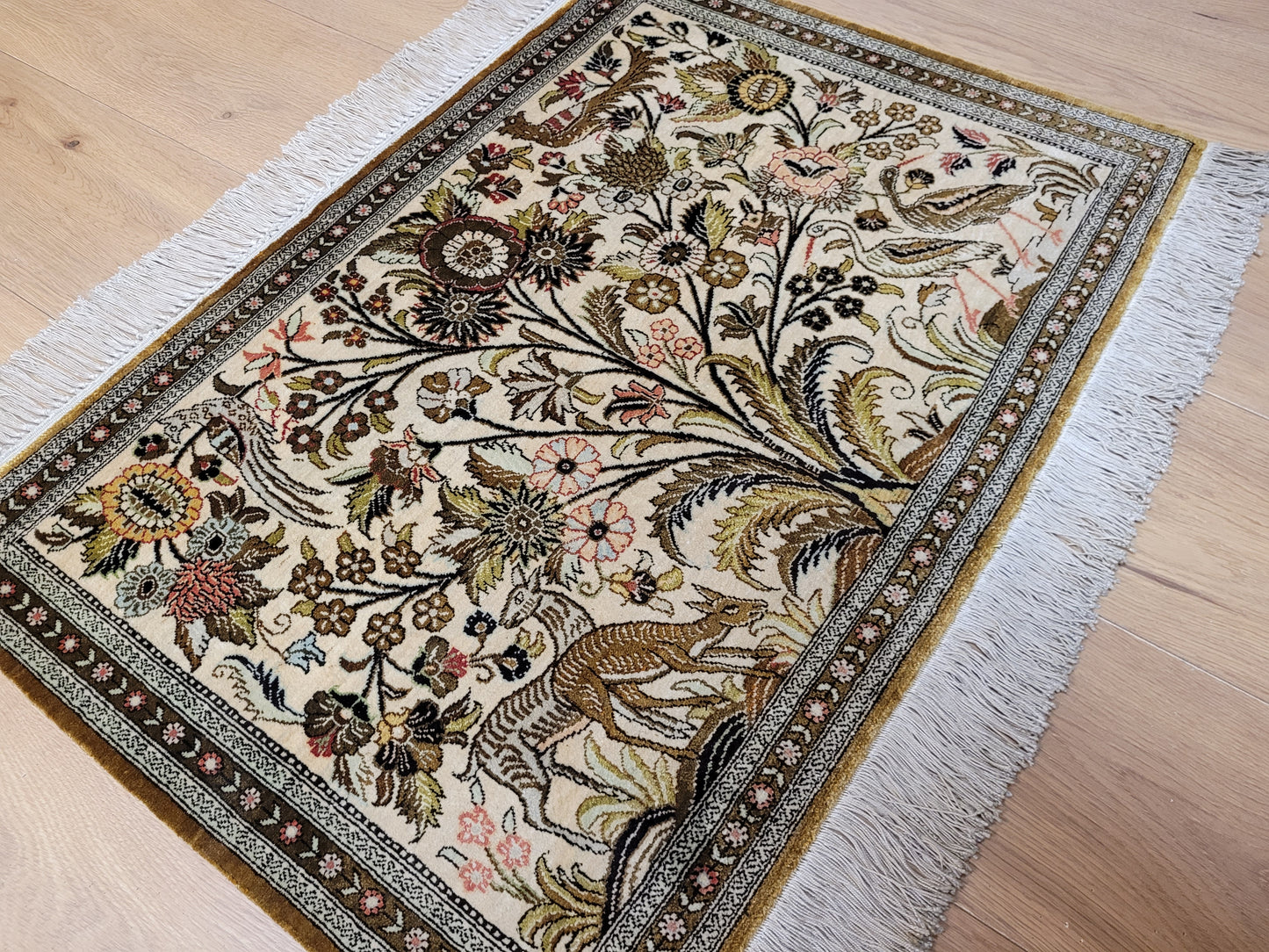 Ghom Teppich reine Seide feine Knüpfung 85 × 60 cm