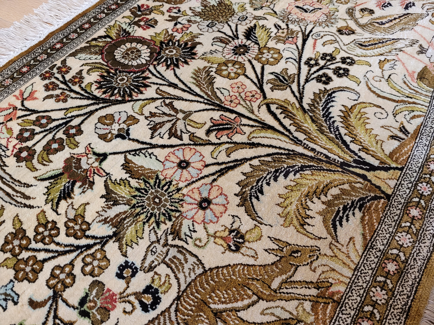 Ghom Teppich reine Seide feine Knüpfung 85 × 60 cm