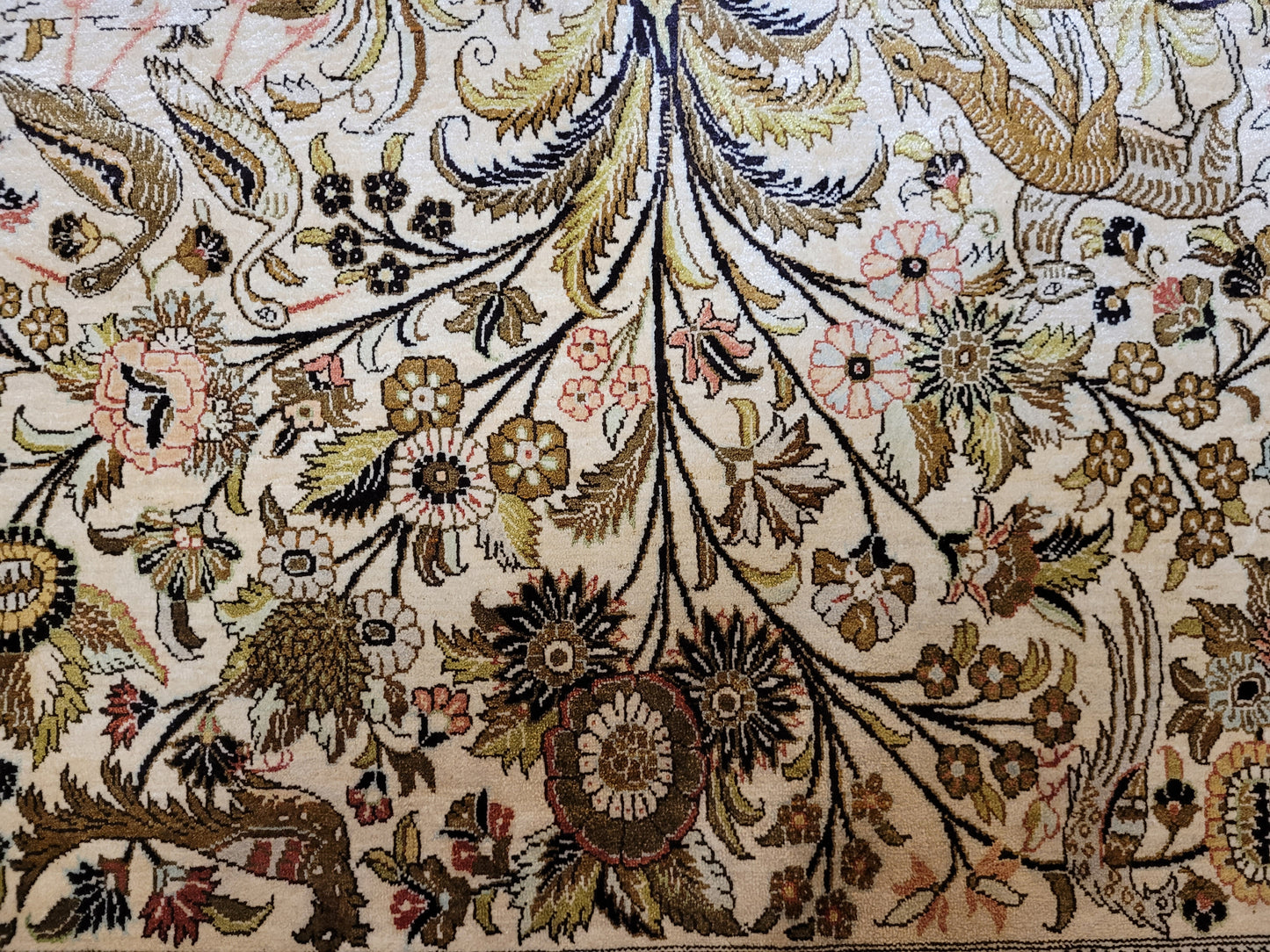 Ghom Teppich reine Seide feine Knüpfung 85 × 60 cm