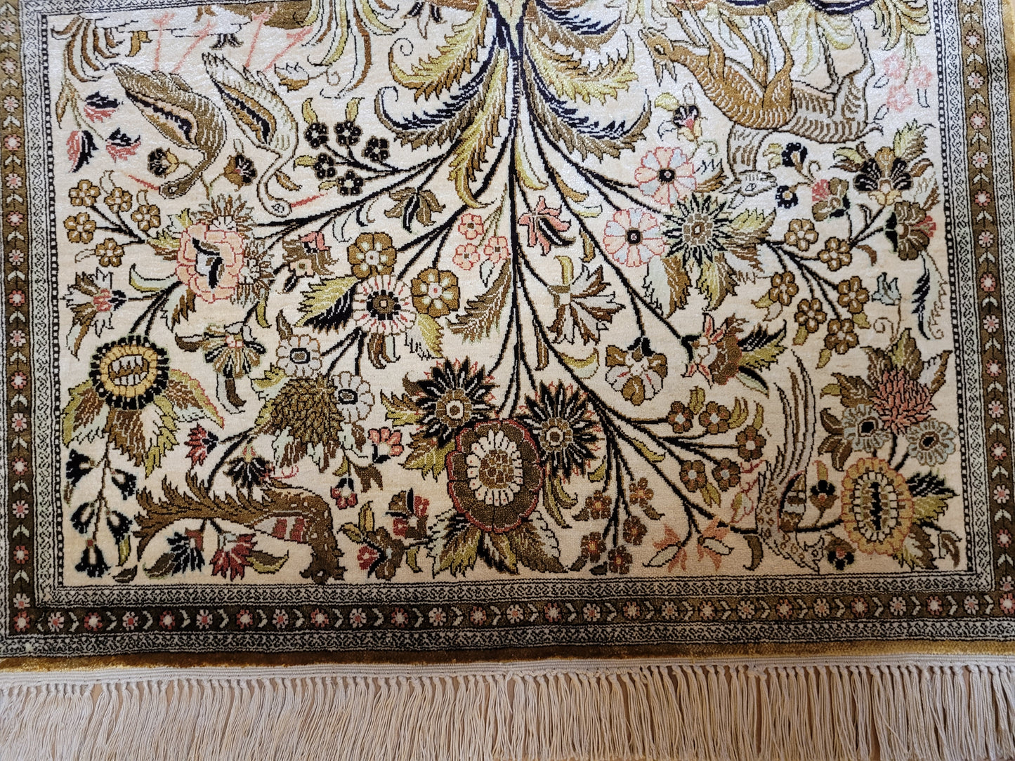 Ghom Teppich reine Seide feine Knüpfung 85 × 60 cm