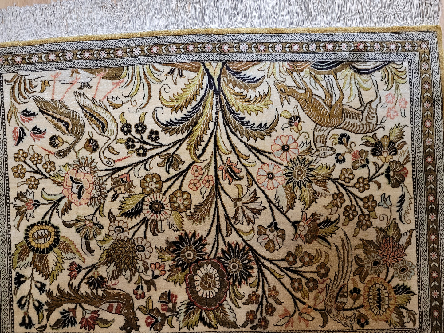 Ghom Teppich reine Seide feine Knüpfung 85 × 60 cm