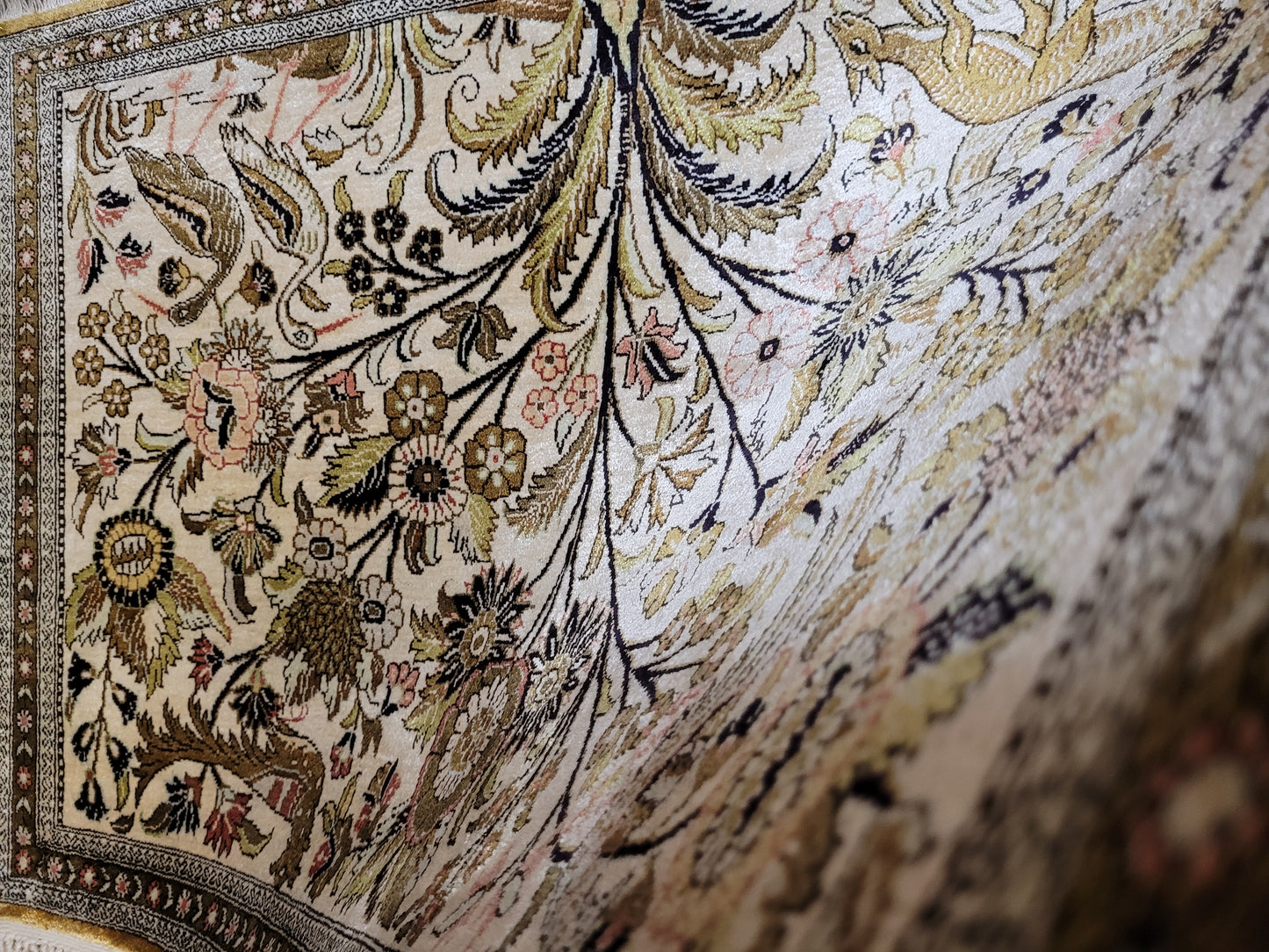 Ghom Teppich reine Seide feine Knüpfung 85 × 60 cm