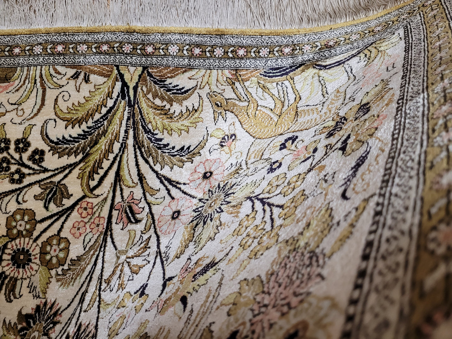 Ghom Teppich reine Seide feine Knüpfung 85 × 60 cm