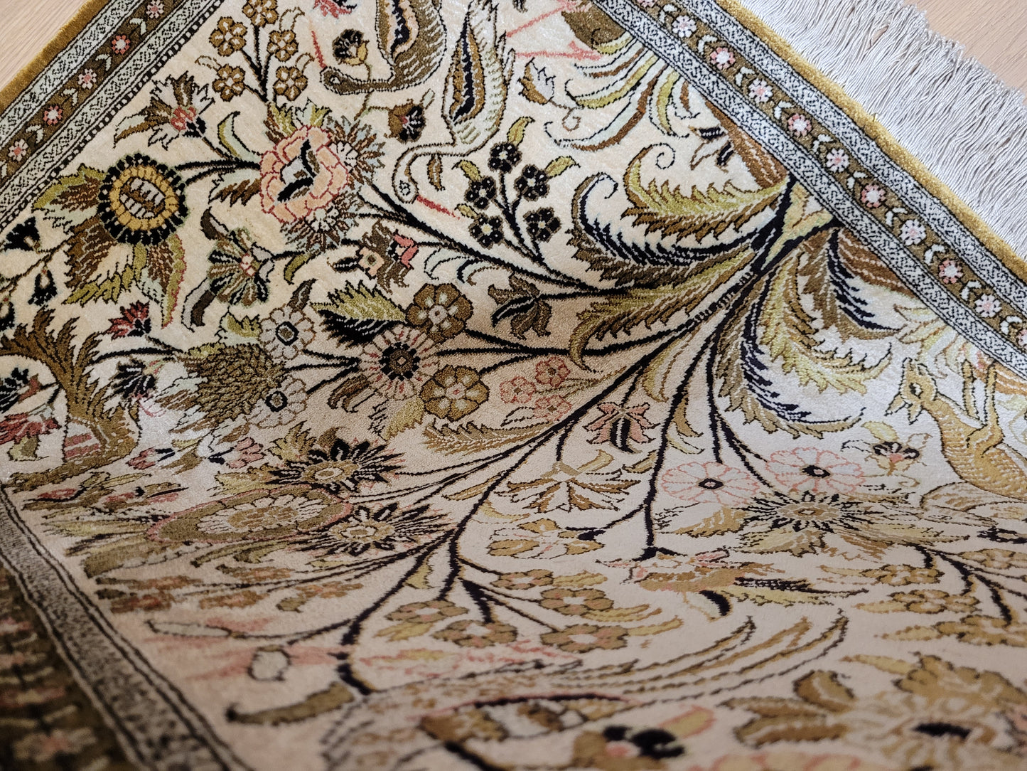 Ghom Teppich reine Seide feine Knüpfung 85 × 60 cm