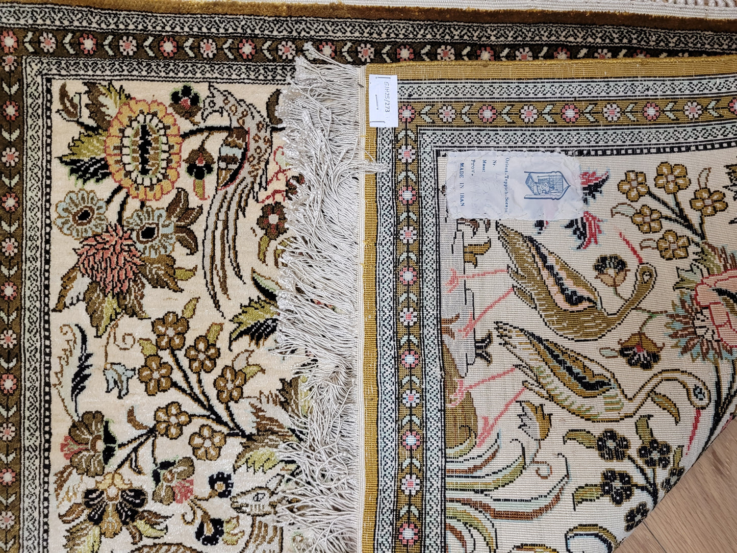 Ghom Teppich reine Seide feine Knüpfung 85 × 60 cm