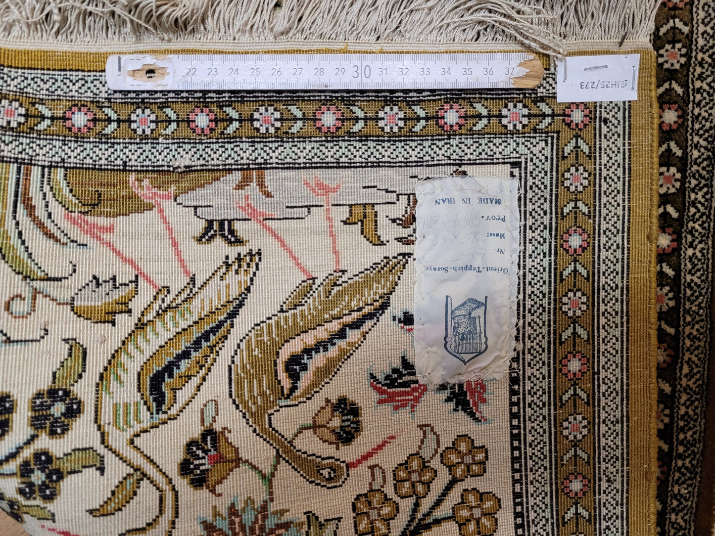 Ghom Teppich reine Seide feine Knüpfung 85 × 60 cm