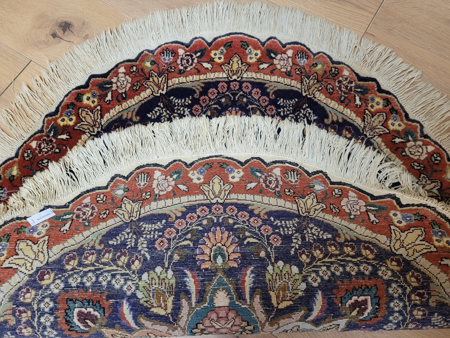 Täbriz Teppich rund florales Medaillon Korkwolle 96 cm