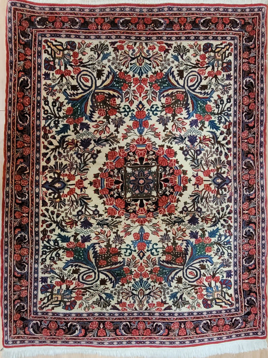 Feiner Bidjar Teppich Schurwolle florales Muster 145x110 cm