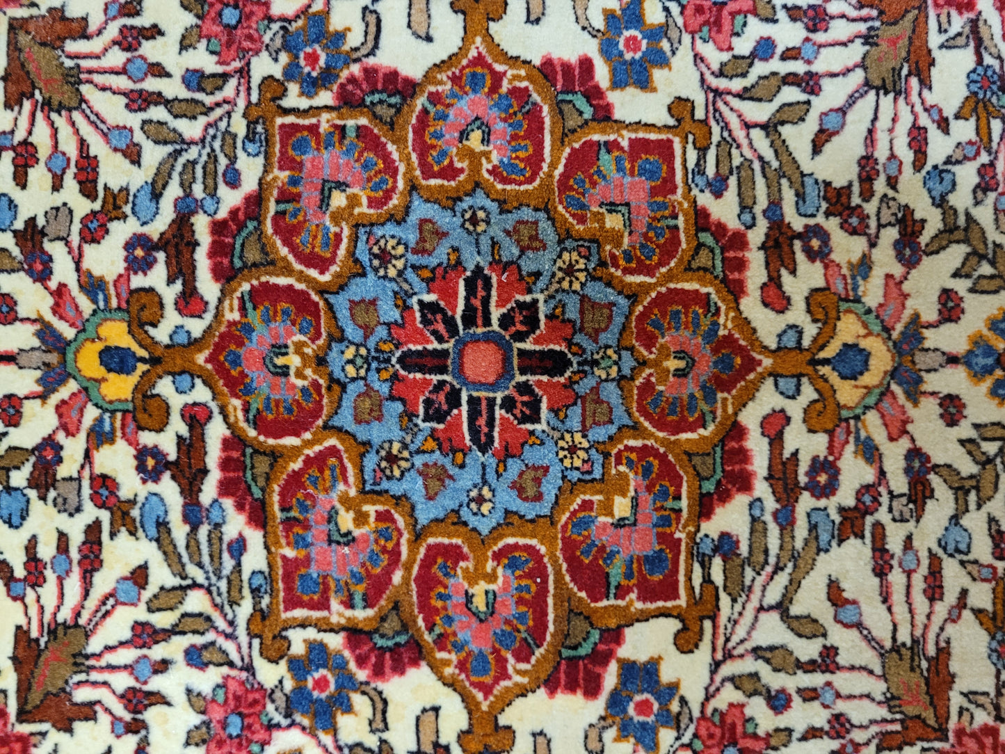 Djosan Sarough Teppich Korkwolle florales Medaillon 205x138 cm