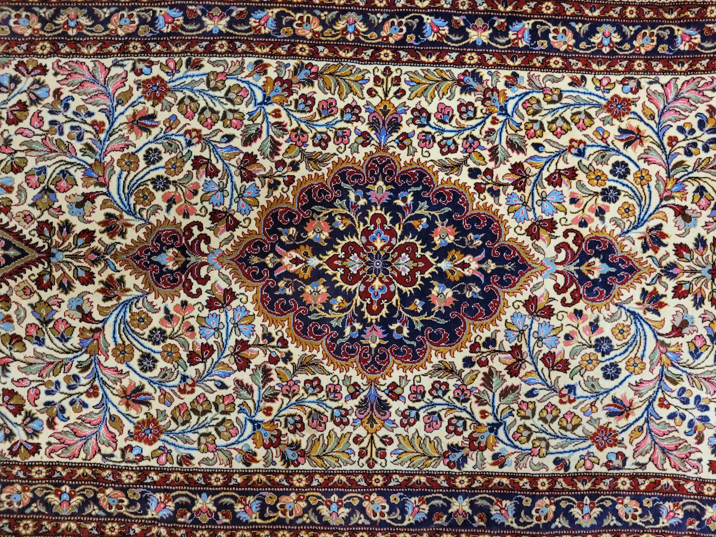 Ghom Korkwolle Läufer feine Knüpfung florales Medaillon 310x100 cm