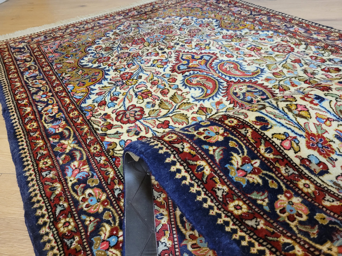 Ghom Korkwolle Läufer feine Knüpfung florales Medaillon 310x100 cm