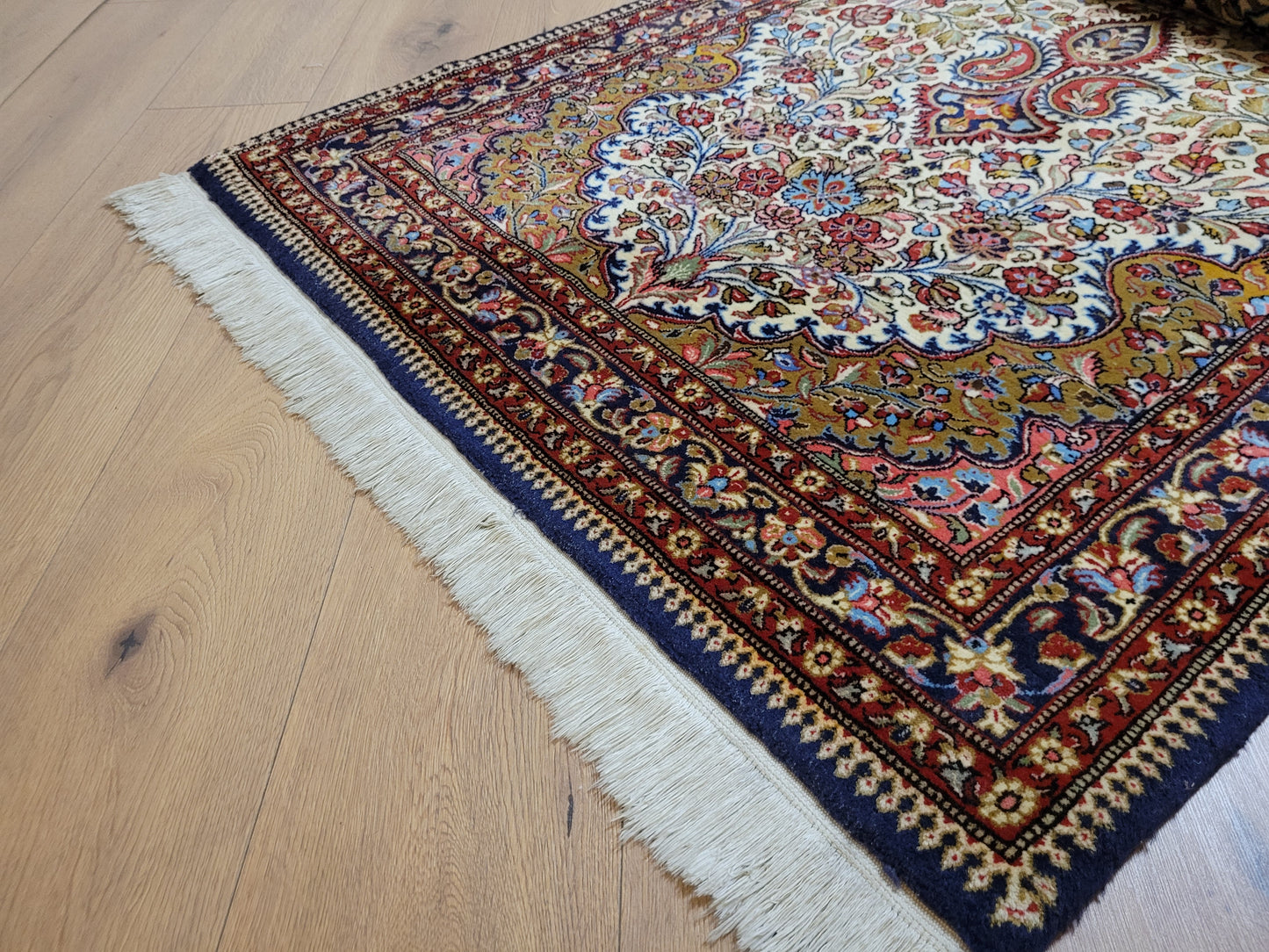 Ghom Korkwolle Läufer feine Knüpfung florales Medaillon 310x100 cm