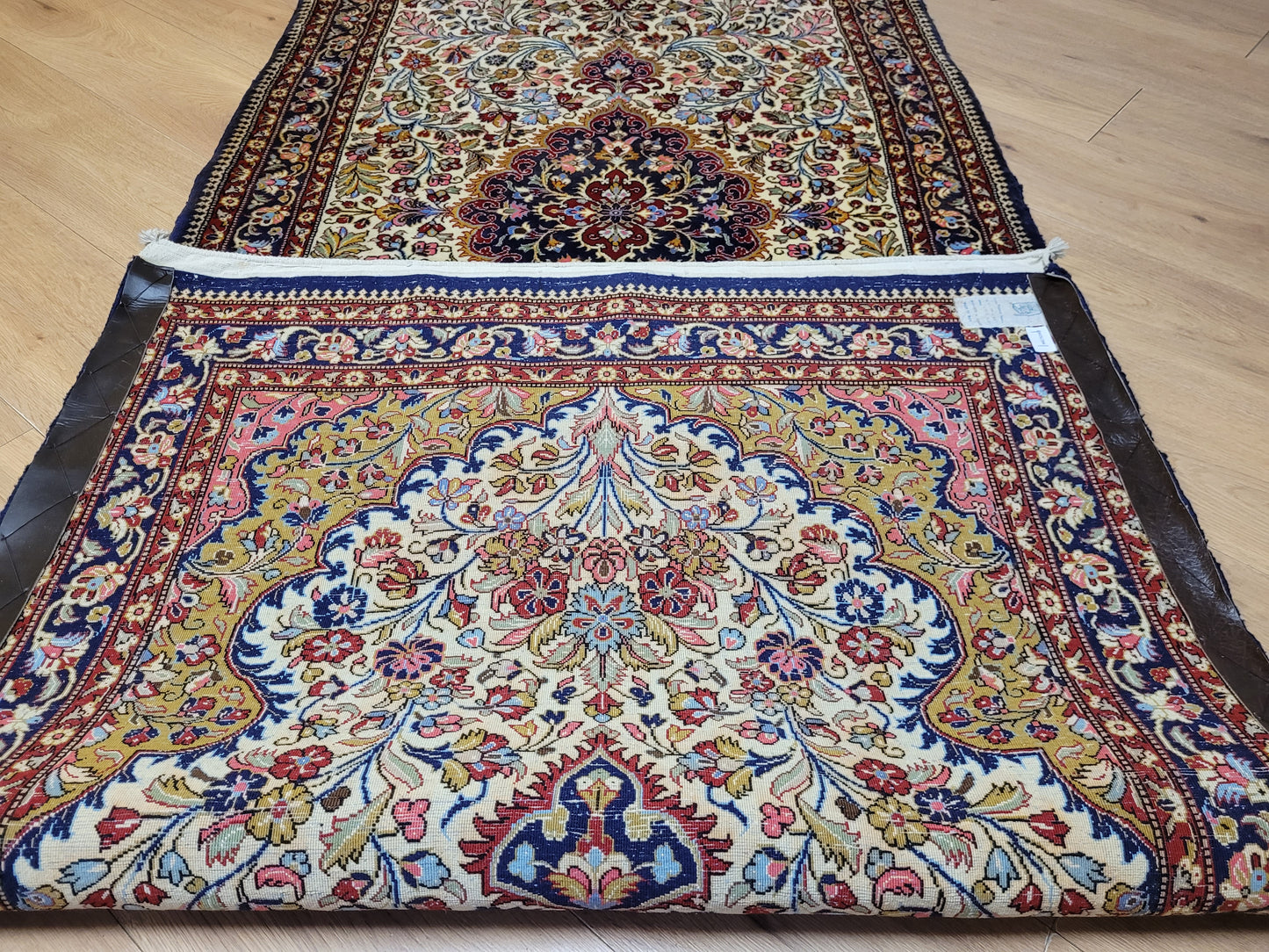 Ghom Korkwolle Läufer feine Knüpfung florales Medaillon 310x100 cm