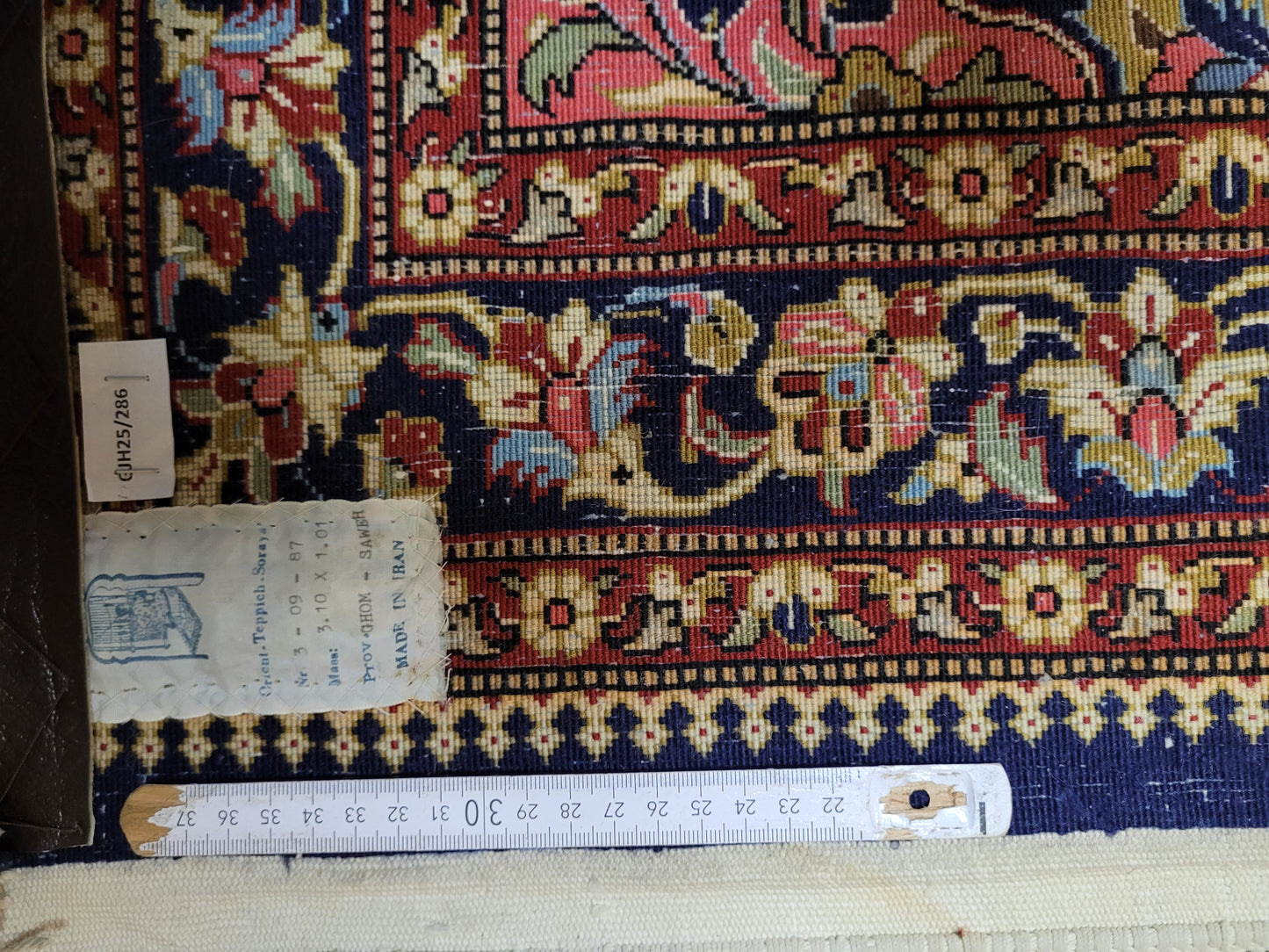 Ghom Korkwolle Läufer feine Knüpfung florales Medaillon 310x100 cm