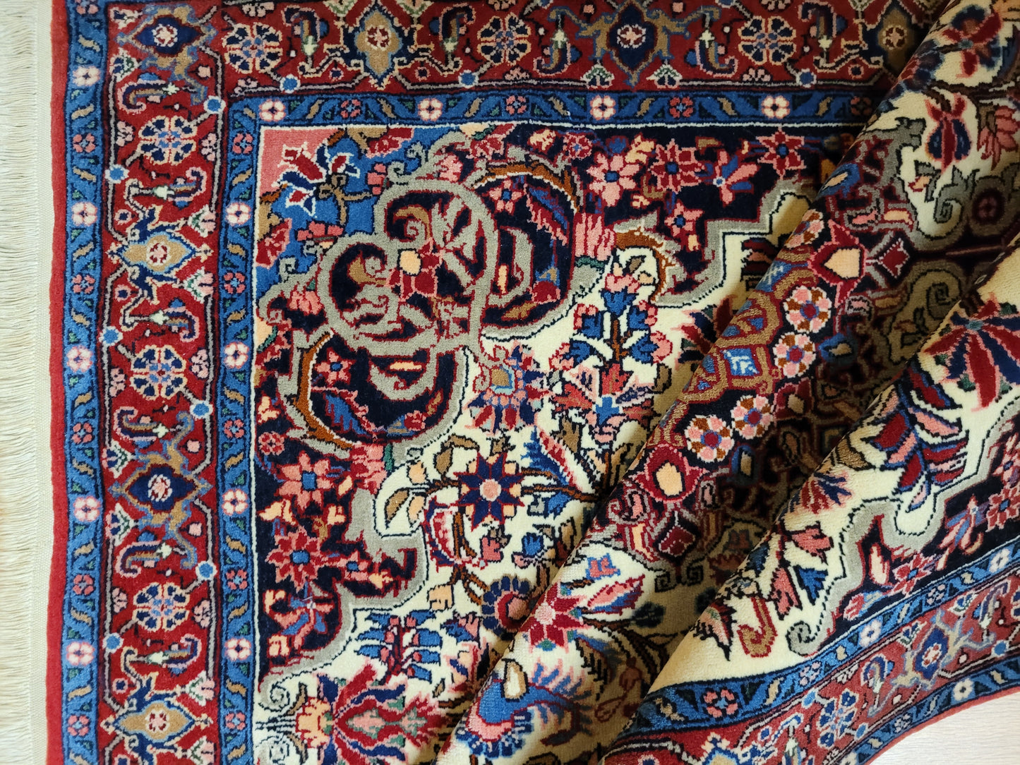 Bidjar Teppich Korkwolle florales Medaillon 168x115 cm