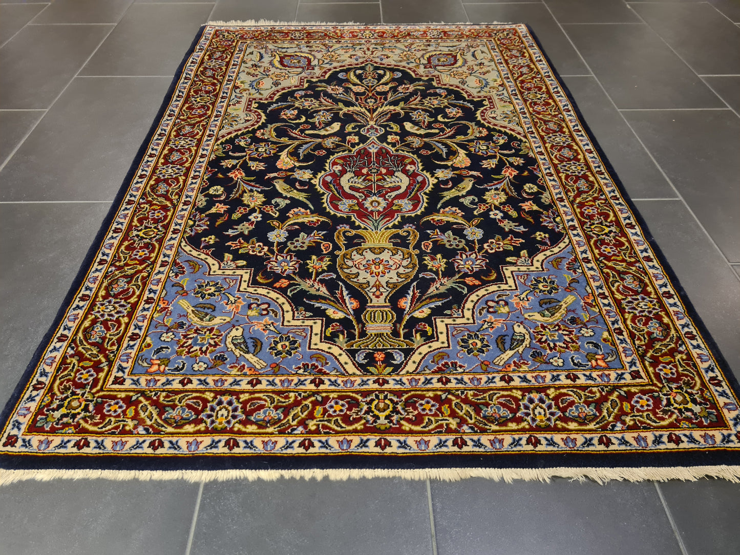 Perserteppich Orientteppich Handgeknüpfter Teppich Keshan 160x110cm