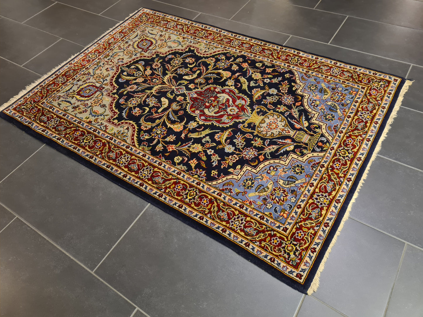 Perserteppich Orientteppich Handgeknüpfter Teppich Keshan 160x110cm