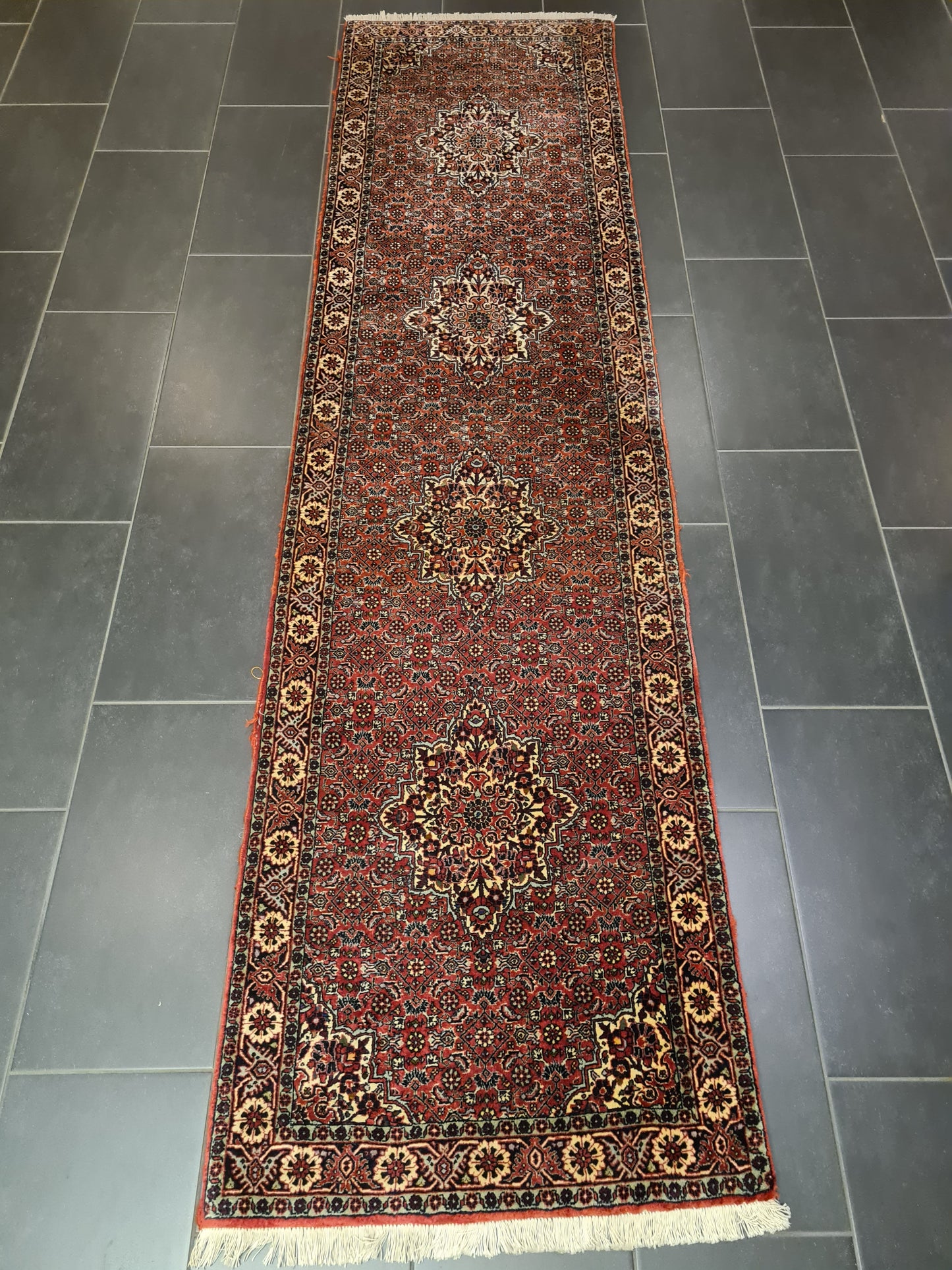 Perserteppich Orientteppich Handgeknüpfter Teppich Bidjar 300x80cm