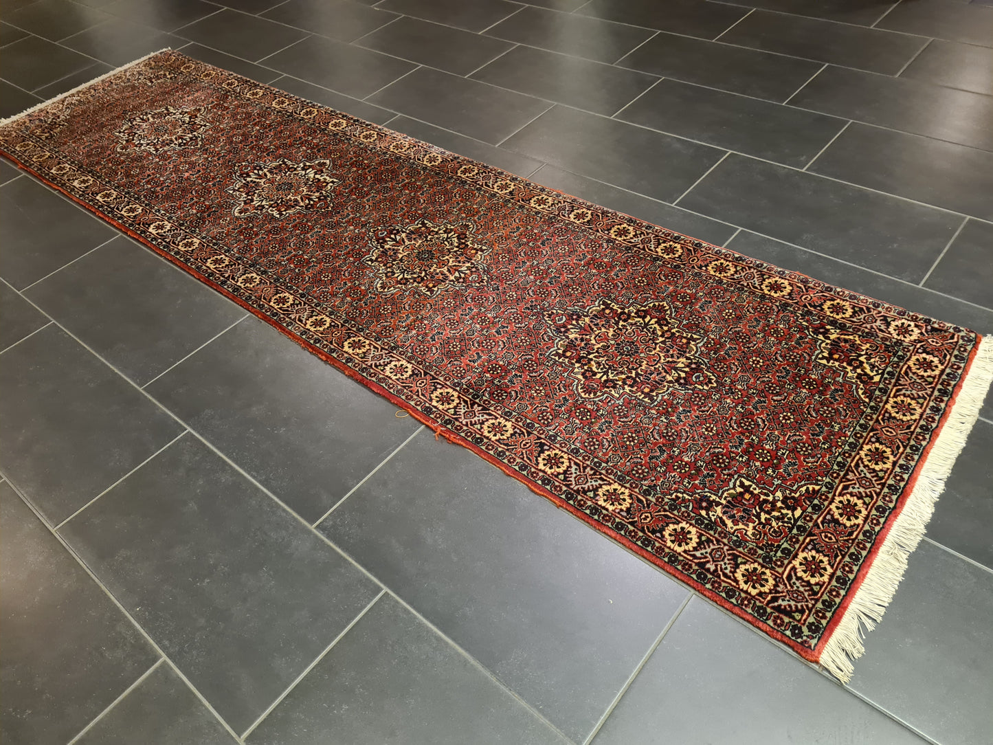 Perserteppich Orientteppich Handgeknüpfter Teppich Bidjar 300x80cm