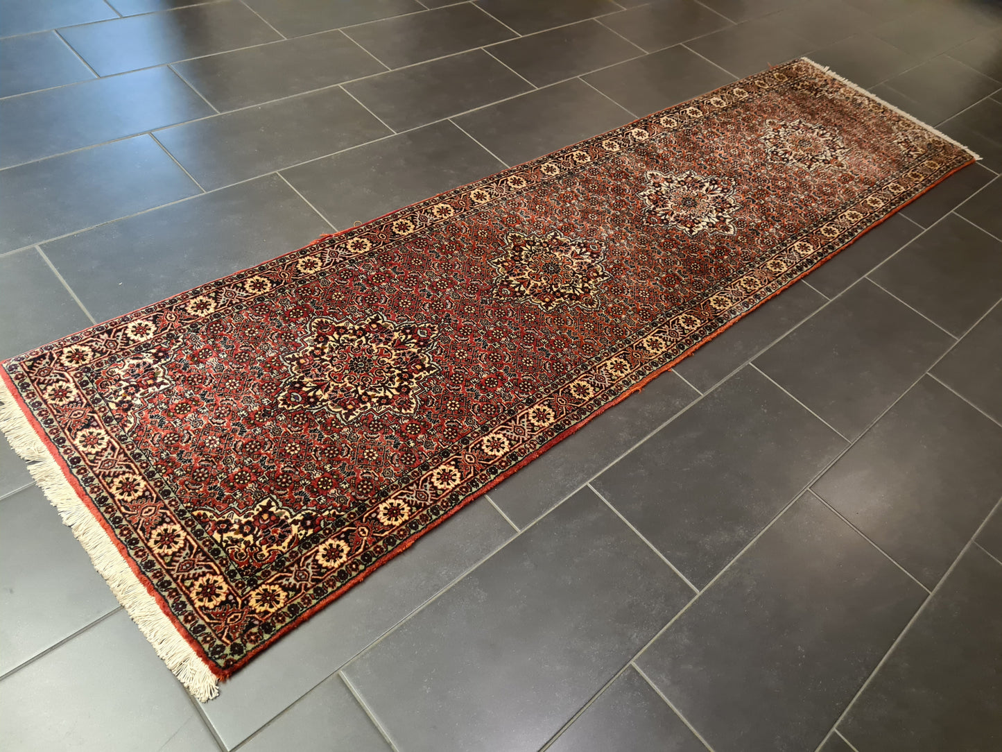 Perserteppich Orientteppich Handgeknüpfter Teppich Bidjar 300x80cm