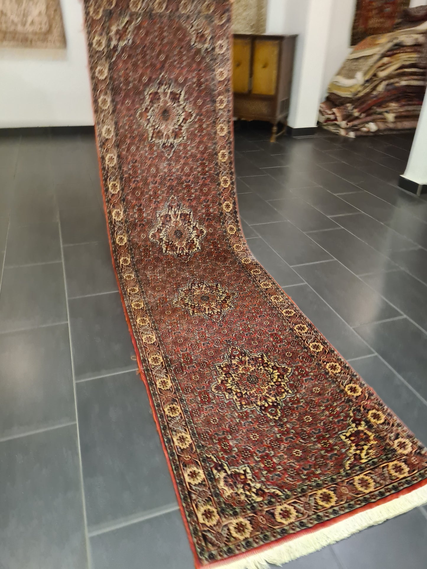 Perserteppich Orientteppich Handgeknüpfter Teppich Bidjar 300x80cm