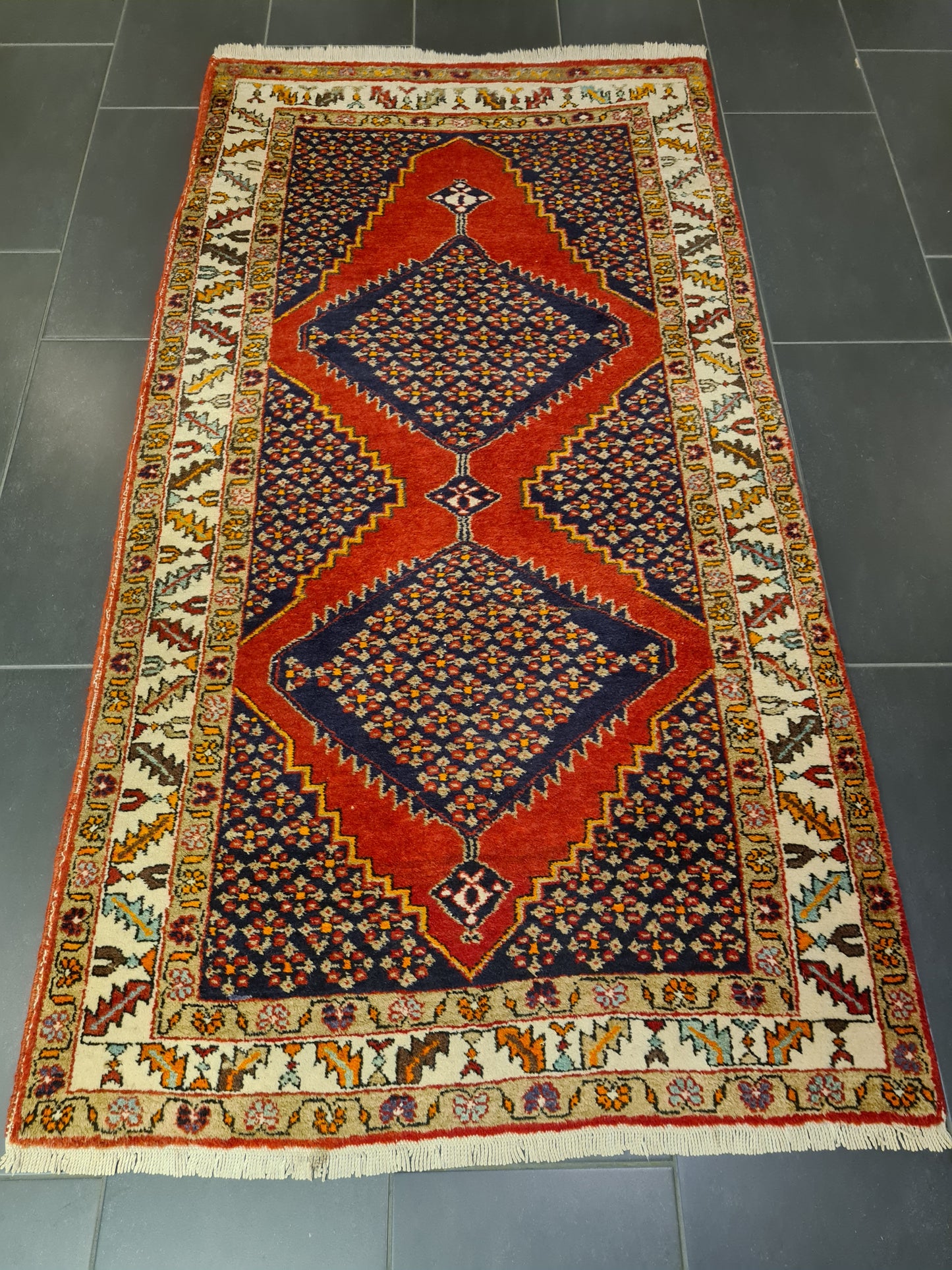 Perserteppich Orientteppich Handgeknüpfter Teppich Heris 190x100cm