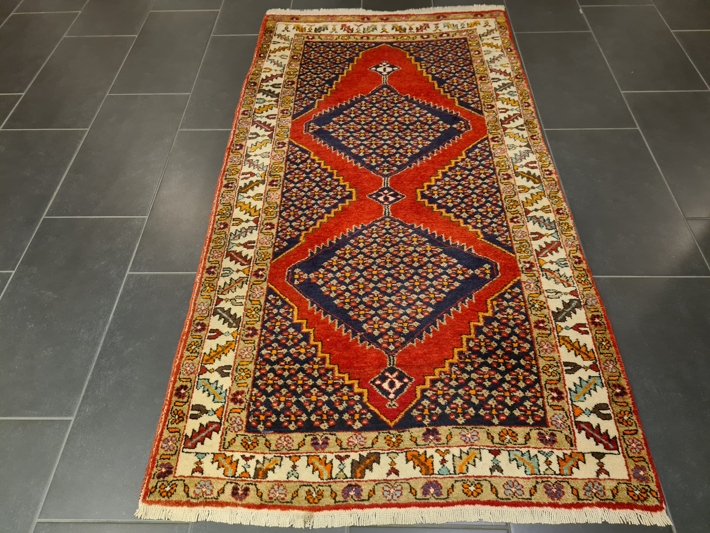 Perserteppich Orientteppich Handgeknüpfter Teppich Heris 190x100cm