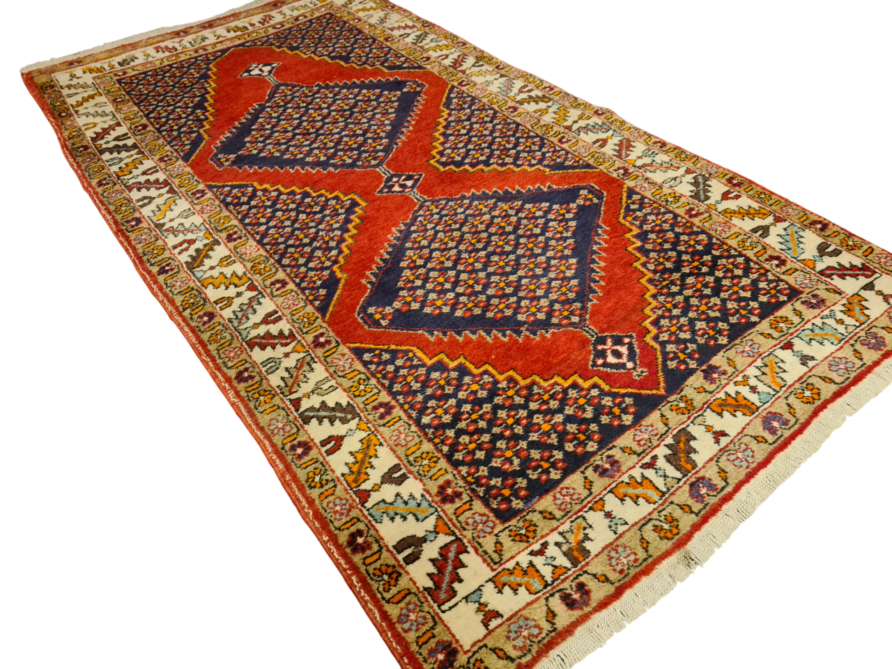 Perserteppich Orientteppich Handgeknüpfter Teppich Heris 190x100cm