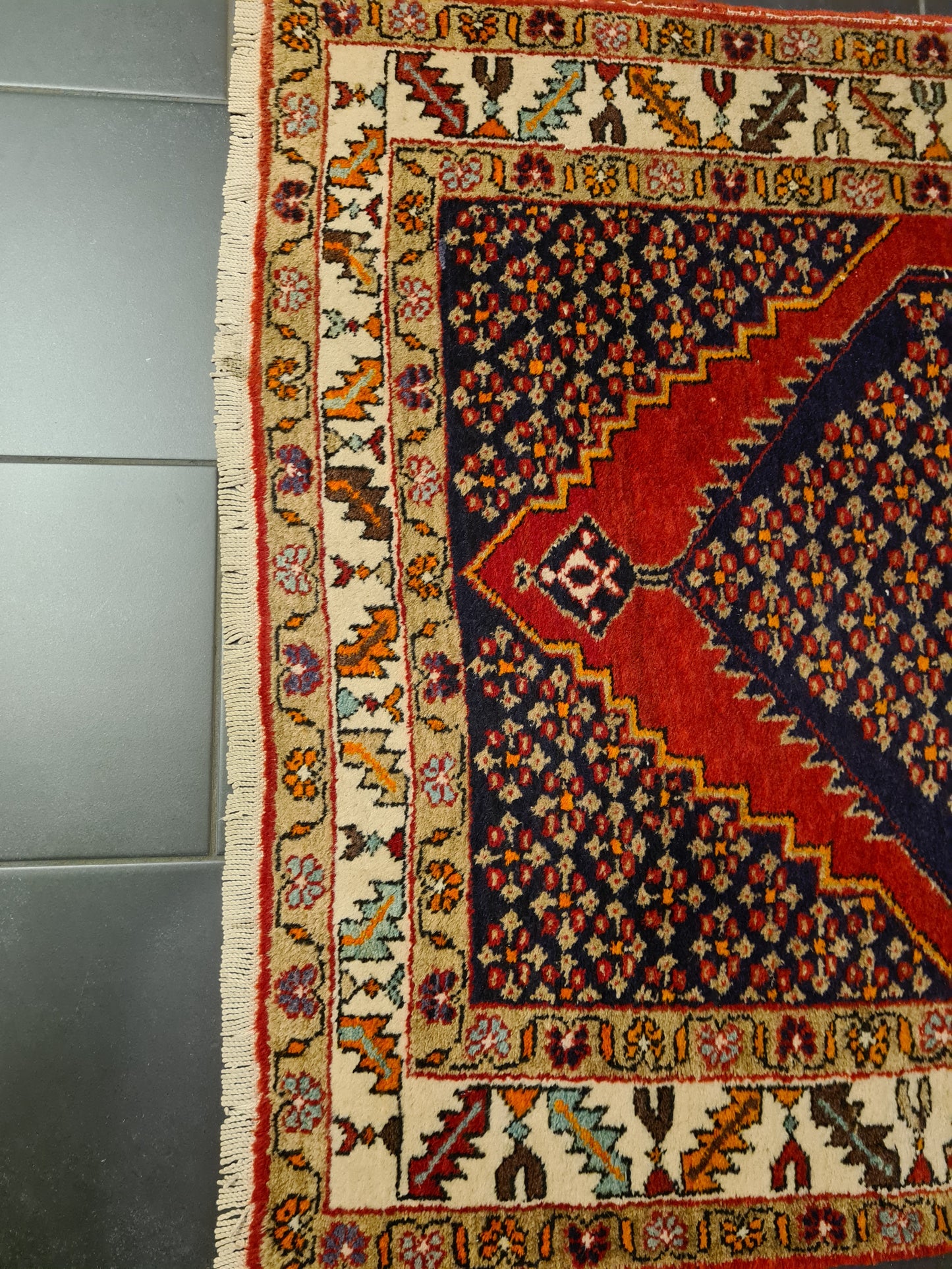 Perserteppich Orientteppich Handgeknüpfter Teppich Heris 190x100cm