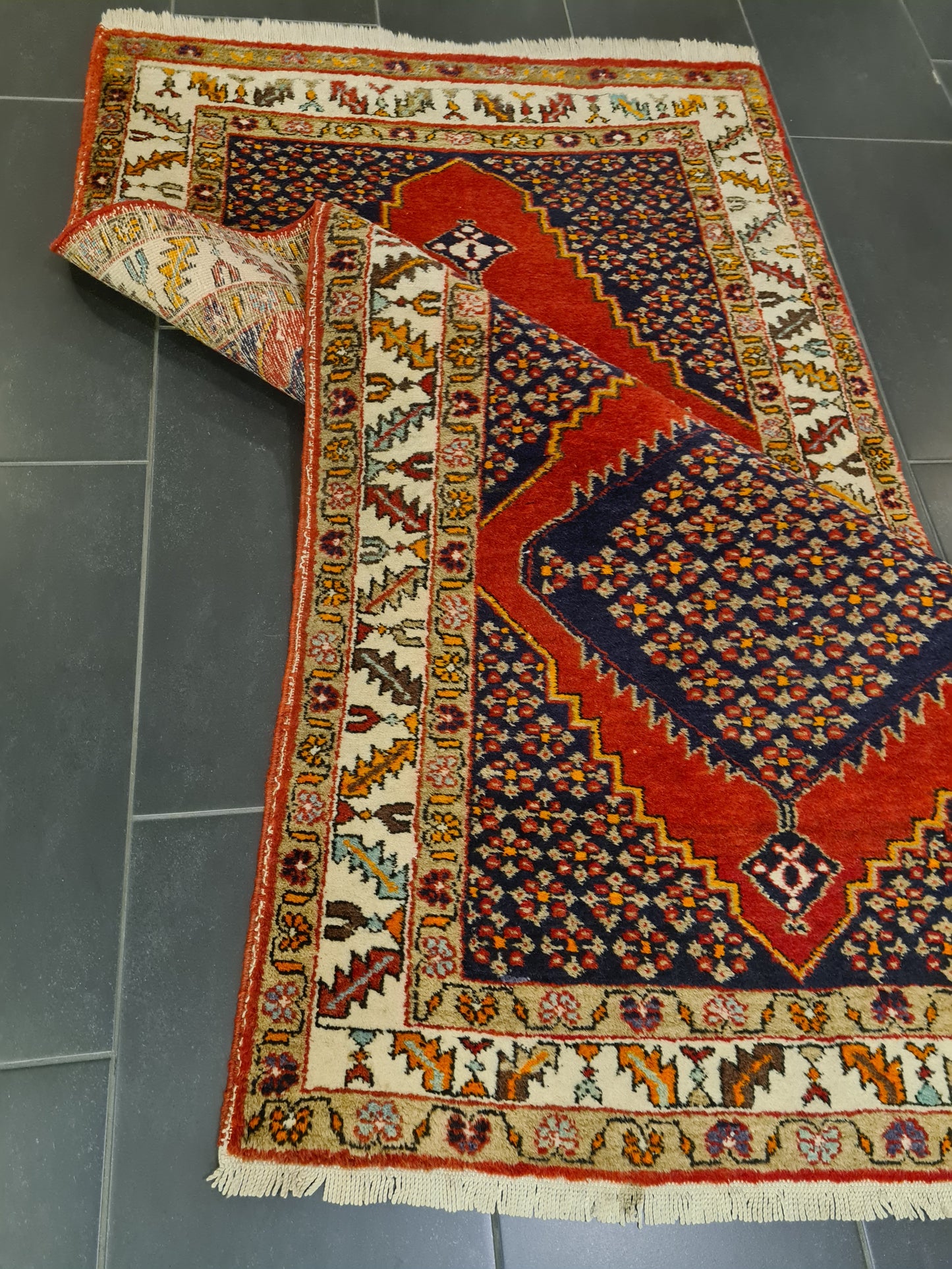 Perserteppich Orientteppich Handgeknüpfter Teppich Heris 190x100cm