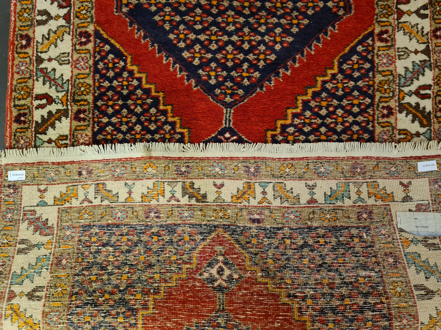 Perserteppich Orientteppich Handgeknüpfter Teppich Heris 190x100cm