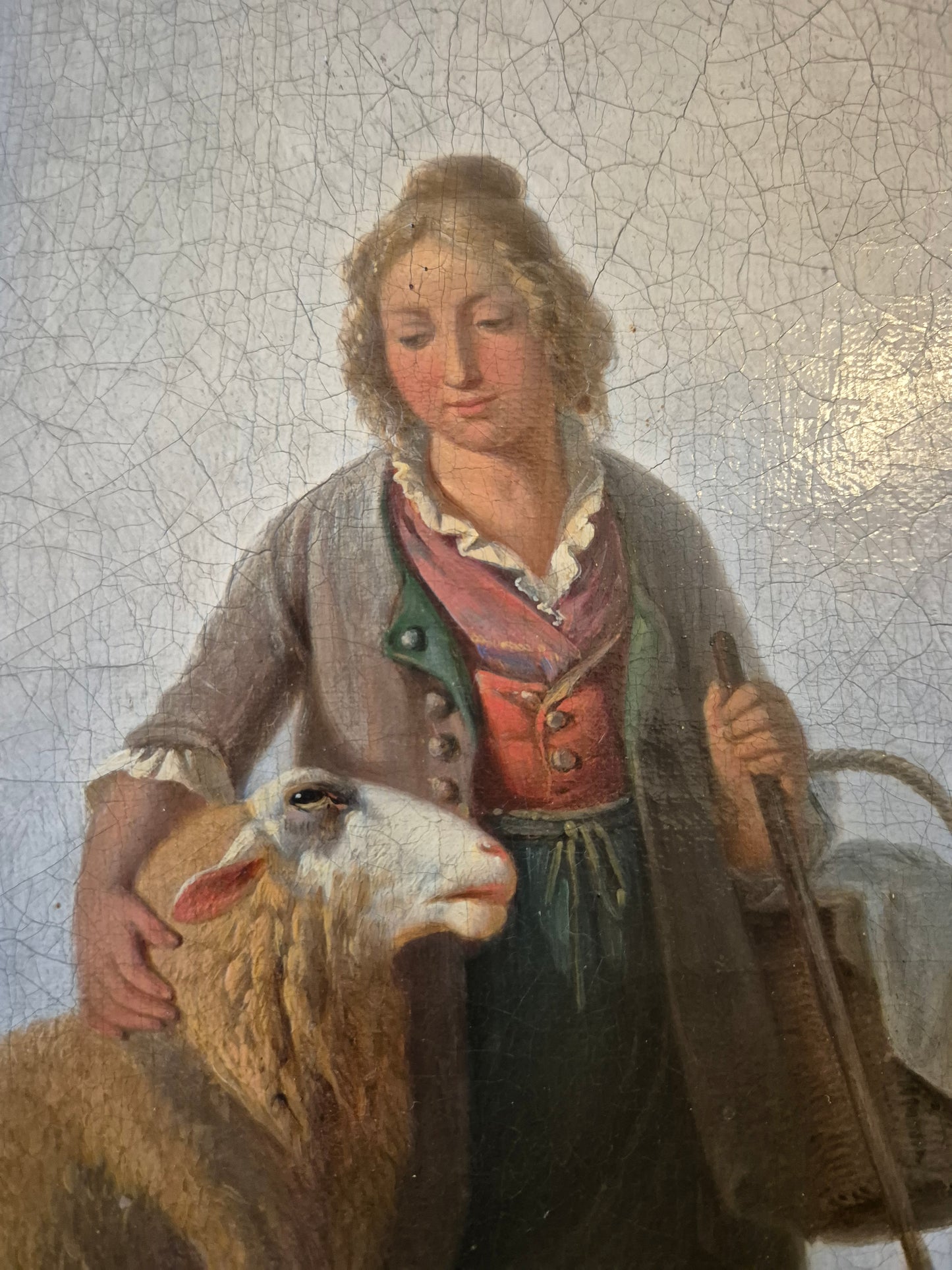 Moritz Eduard Lotze (1809-1890) Ölgemälde Bayerische Schäferin 62×54cm