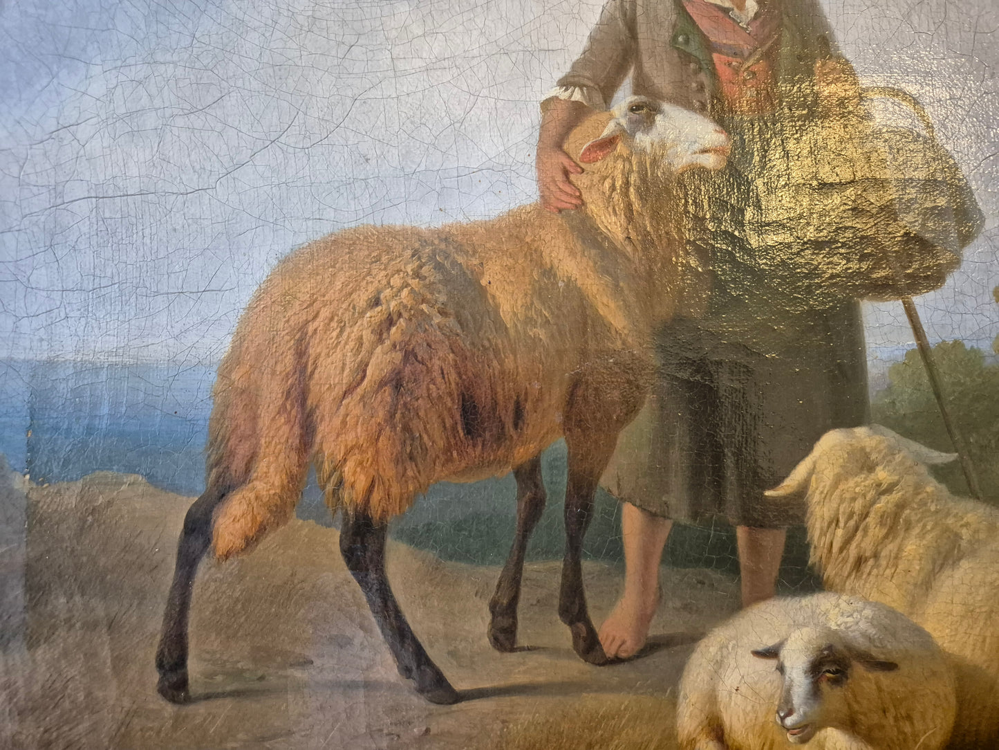 Moritz Eduard Lotze (1809-1890) Ölgemälde Bayerische Schäferin 62×54cm