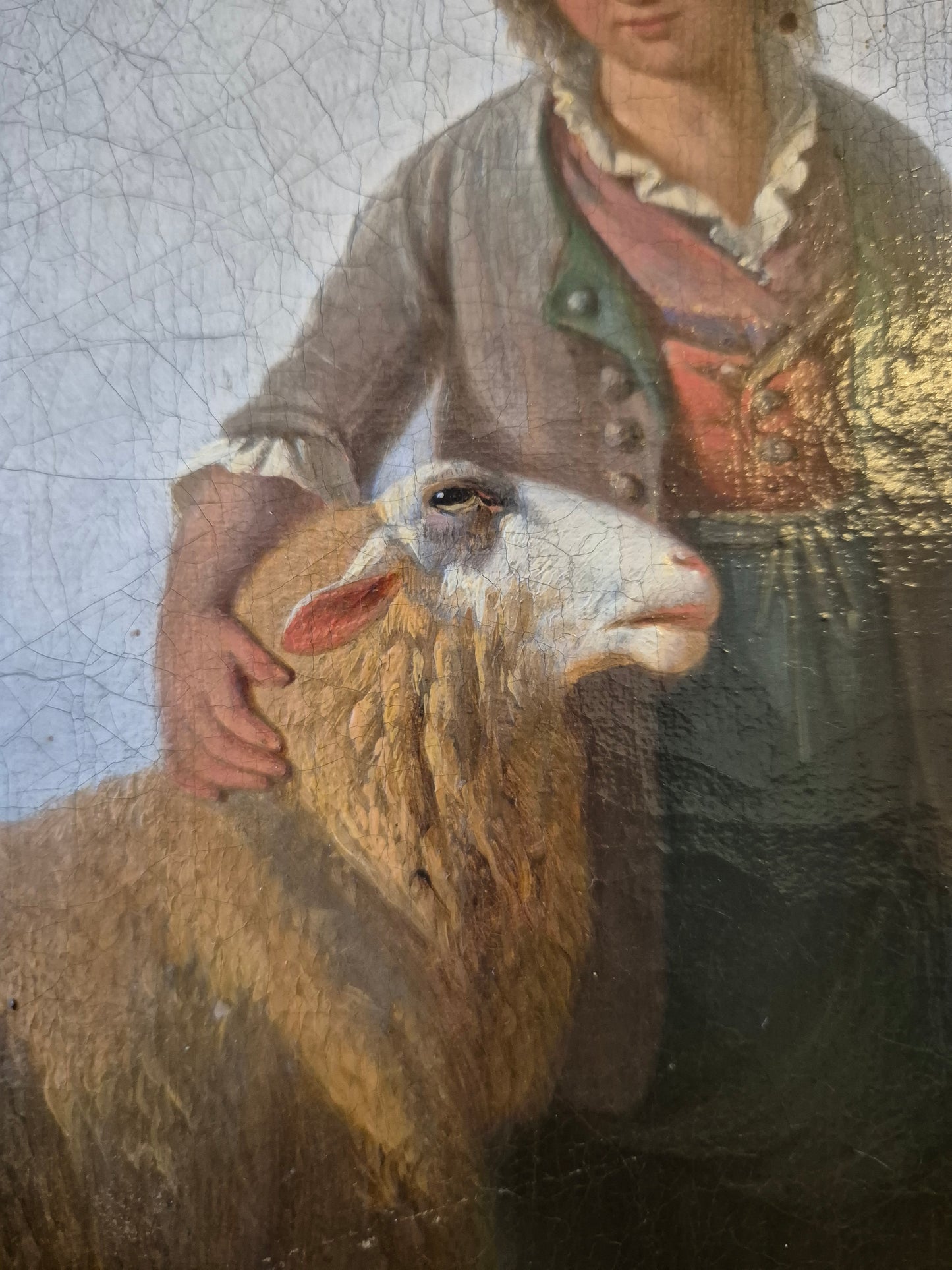 Moritz Eduard Lotze (1809-1890) Ölgemälde Bayerische Schäferin 62×54cm