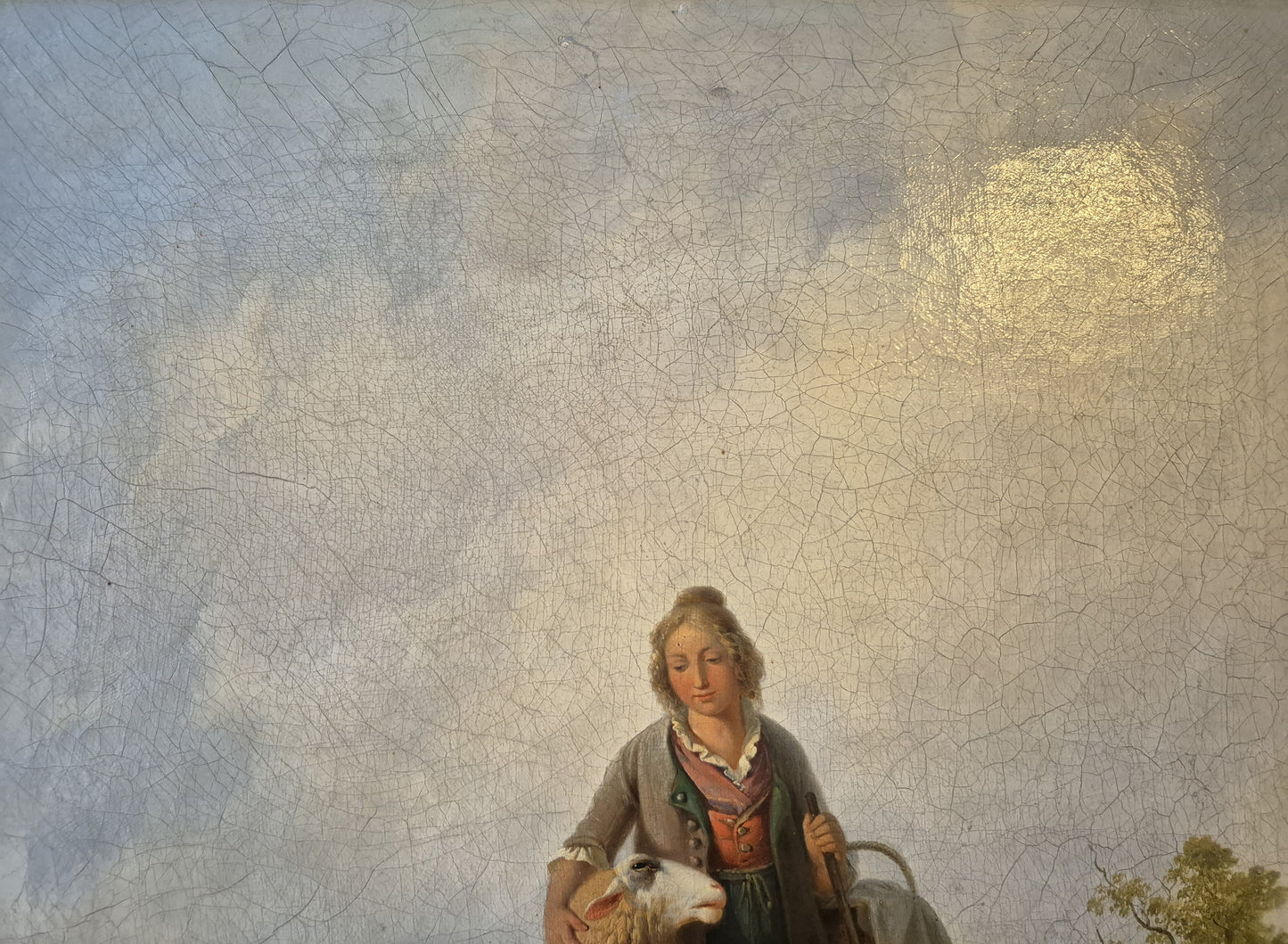 Moritz Eduard Lotze (1809-1890) Ölgemälde Bayerische Schäferin 62×54cm