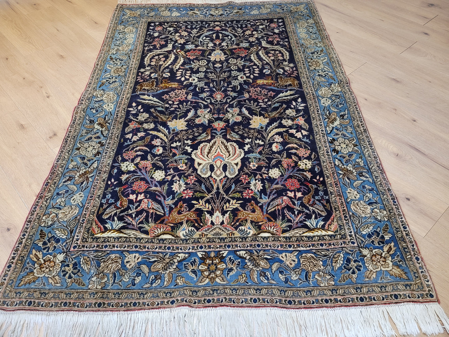 Ghom Teppich Korkwolle mit Seide Lebensbaum 203x135 cm