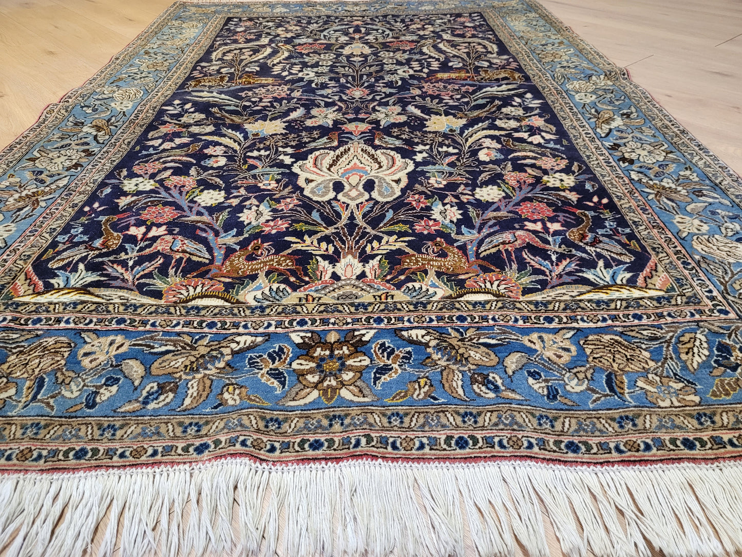Ghom Teppich Korkwolle mit Seide Lebensbaum 203x135 cm