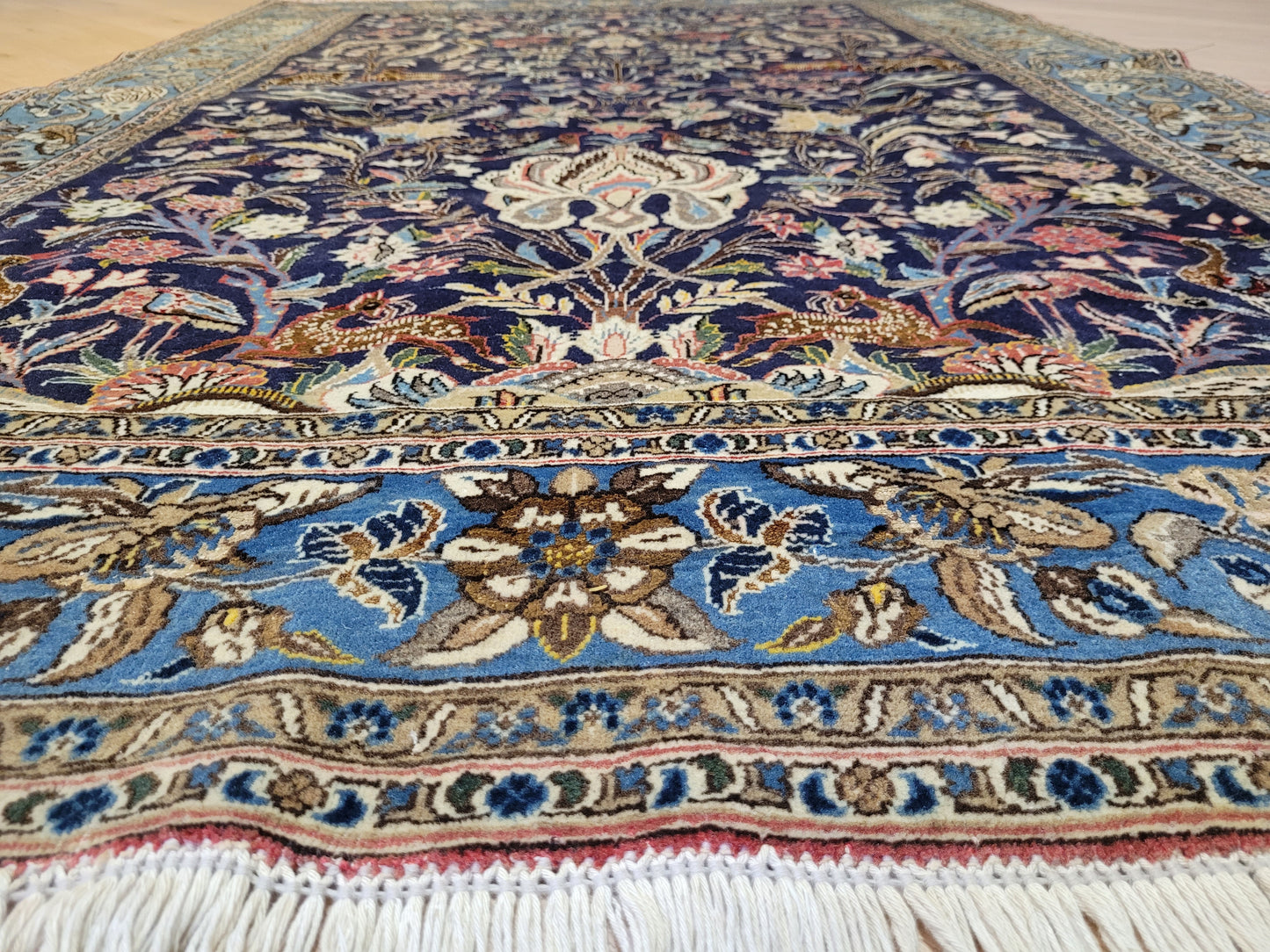 Ghom Teppich Korkwolle mit Seide Lebensbaum 203x135 cm