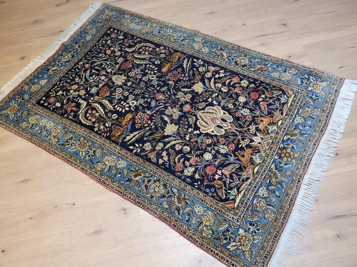 Ghom Teppich Korkwolle mit Seide Lebensbaum 203x135 cm